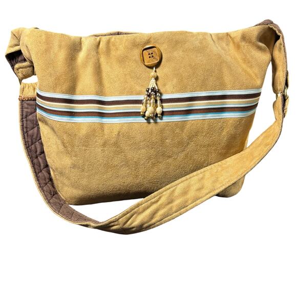 Tan & Brown Button Tote Bag - Picture 1 of 6